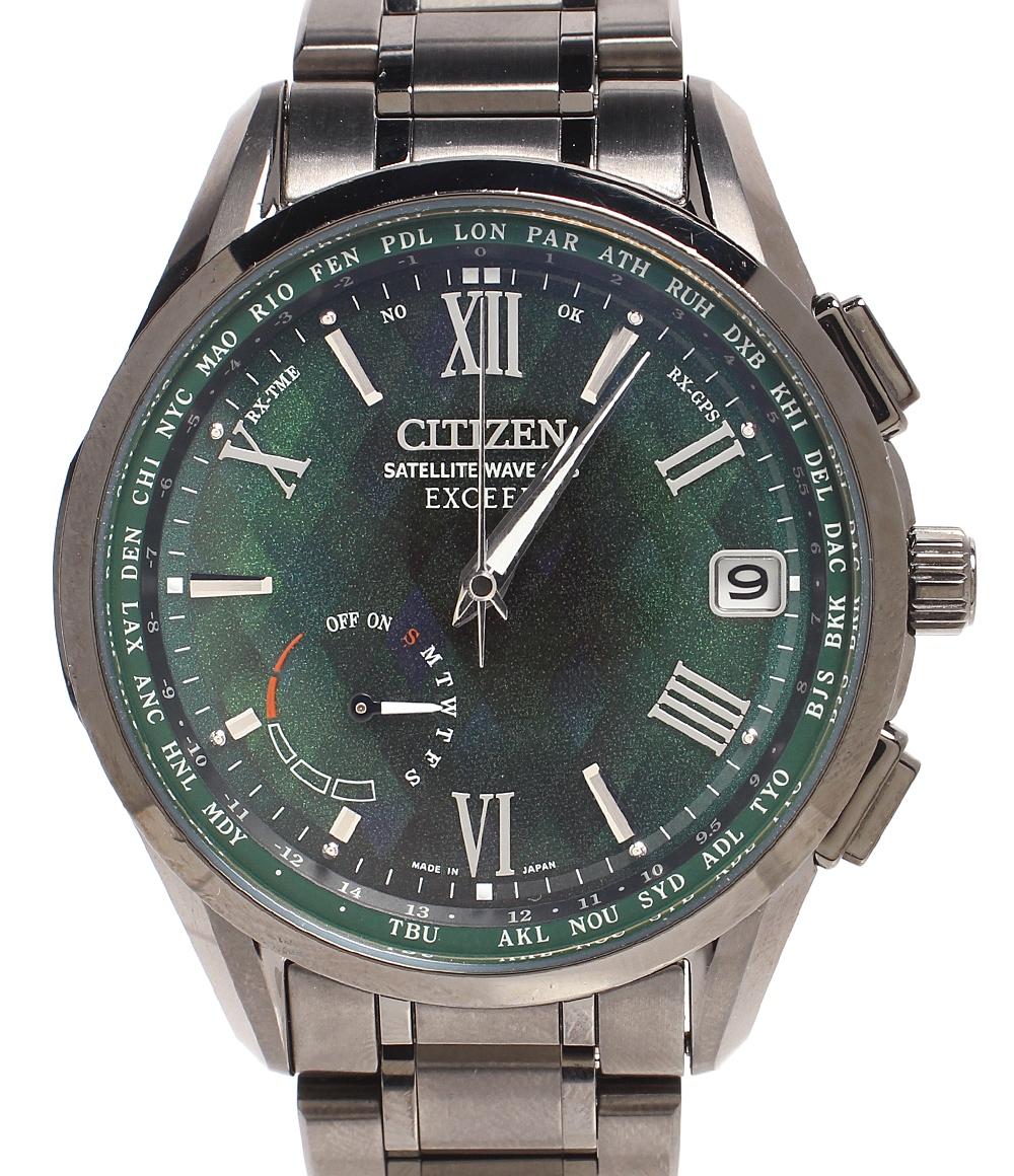 シチズン 腕時計 ECO-DRIVE GPS衛星電波時計 ダイレクトフライト「LIGHT in BLACK」2022 GREEN EDITION EXCEED エクシード ソーラー グリーン